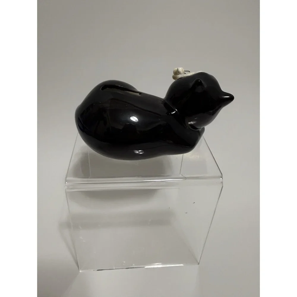 Whimsical Black Cat Coin Bank K's Collection Ceramic Kitty Savings Bank 6